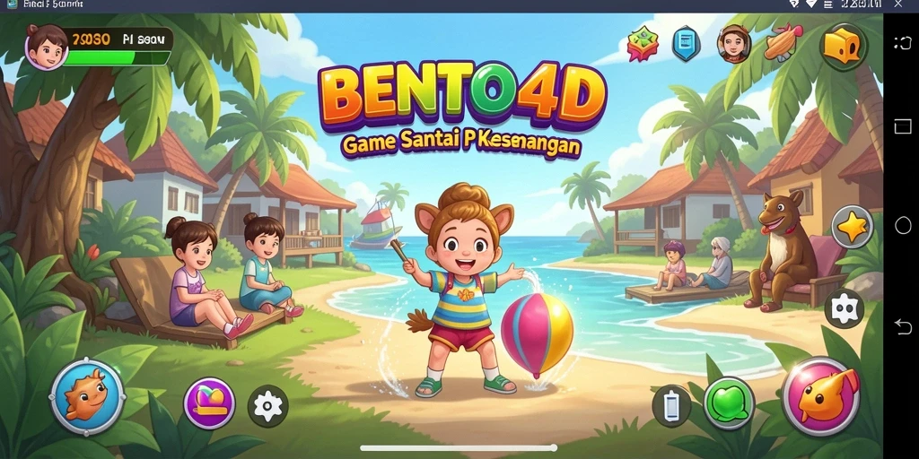 Tampilan gameplay BENTO4D yang ceria dan penuh aksi.
