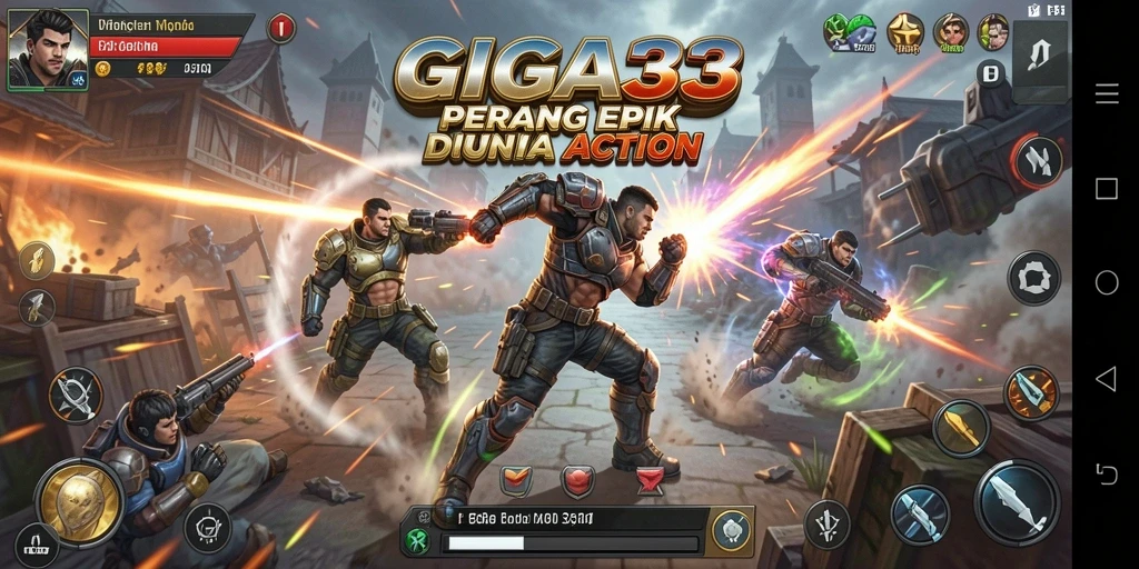 Tampilan seru gameplay GIGA33 saat bertarung.