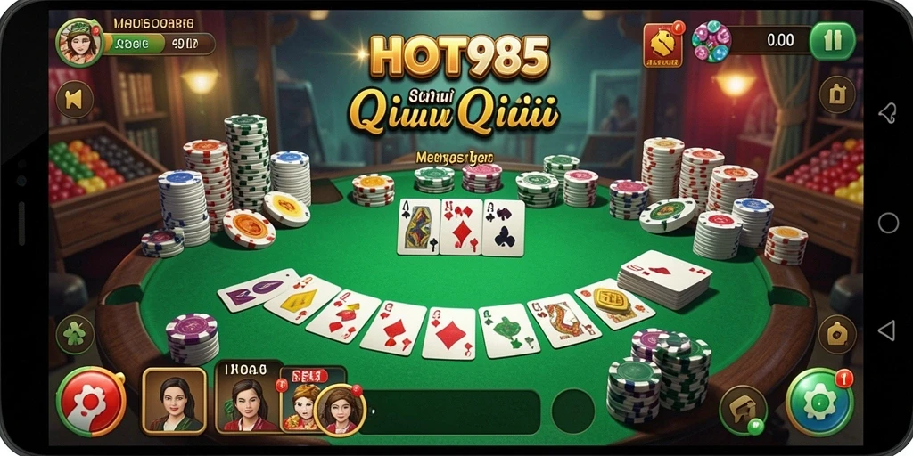 Screenshot gameplay HOT985 menampilkan aksi seru permainan QiuQiu.