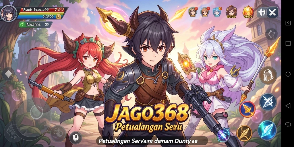 Screenshot utama JAGO368 menampilkan pertarungan seru dalam gaya Anime.