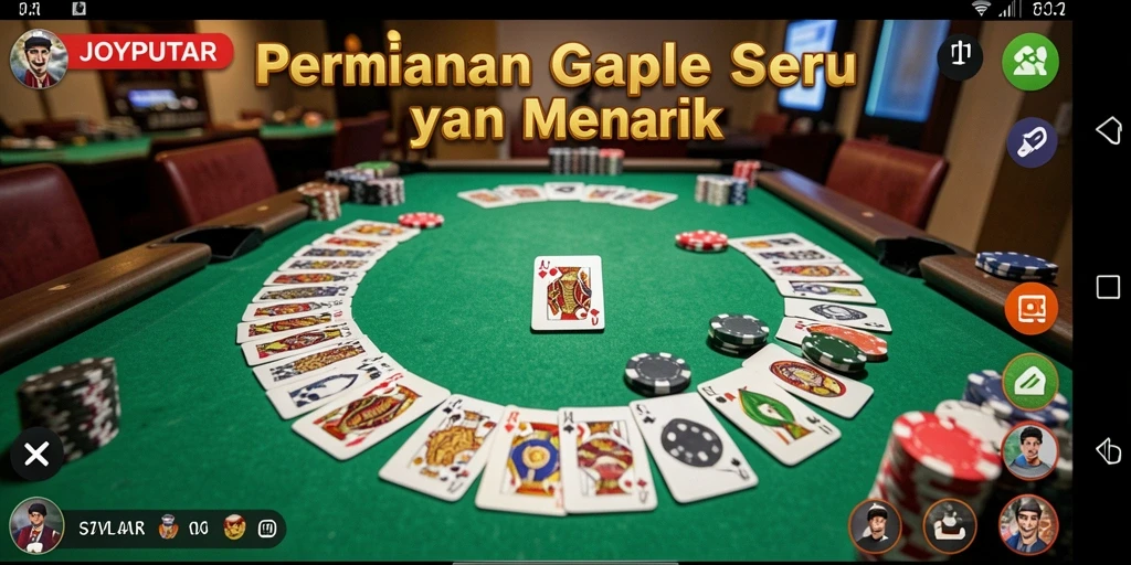 Screenshot gameplay JOYPUTAR dengan tampilan menarik Gaple.
