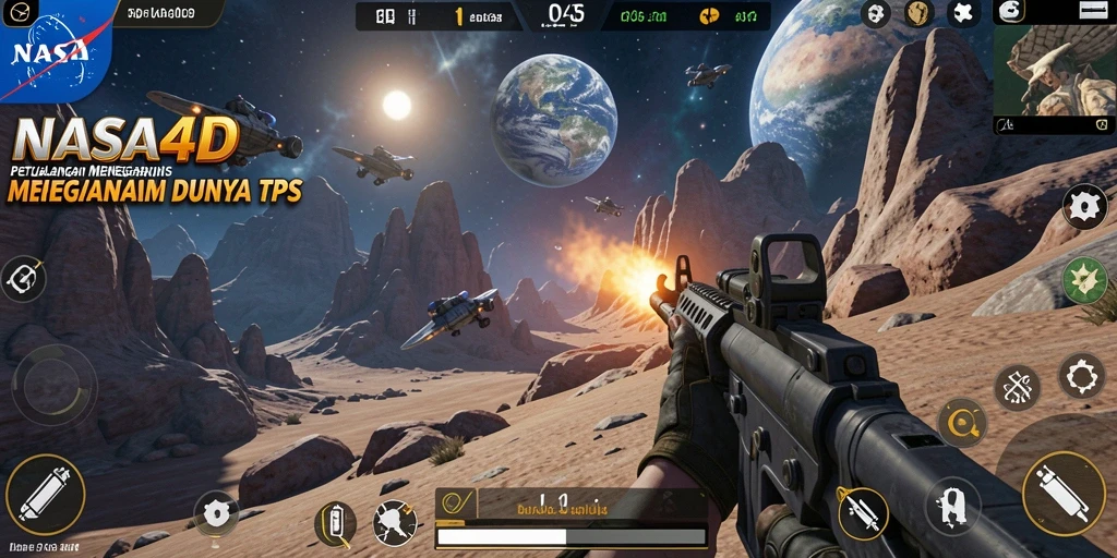 Tampilan menarik dari gameplay NASA4D dengan aksi tembak-menembak.