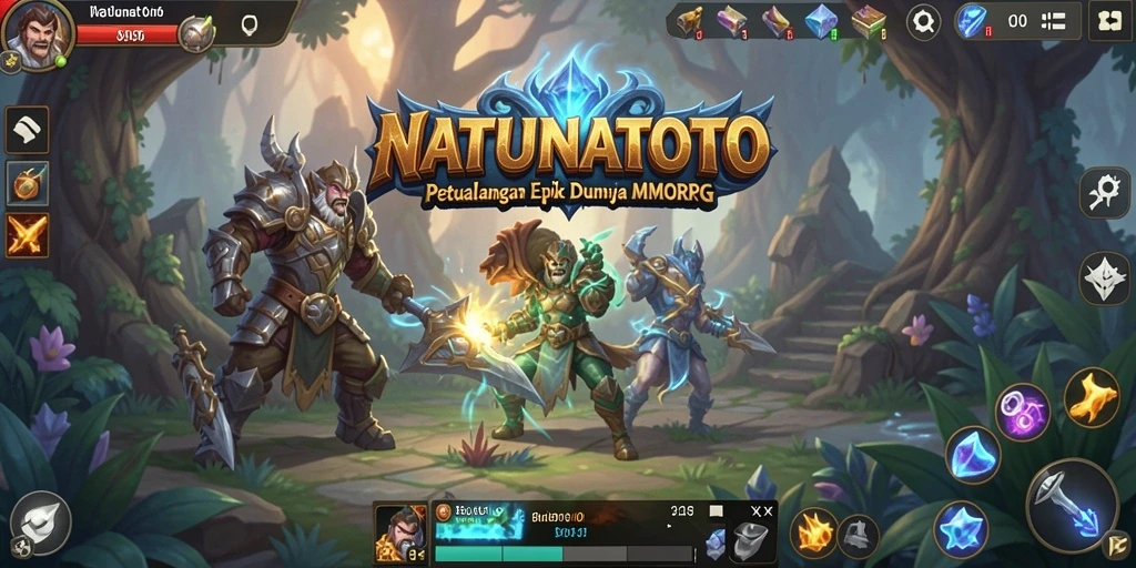 Tampilan gameplay epik dalam NATUNATOTO yang menampilkan pertempuran seru.
