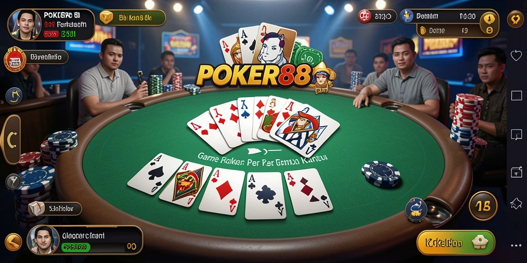 Screenshot POKER88 menampilkan momen seru saat bermain Poker online.
