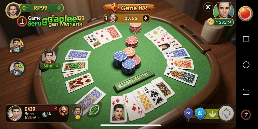 Screenshot RP99 menampilkan gameplay Gaple yang seru dan interaktif.